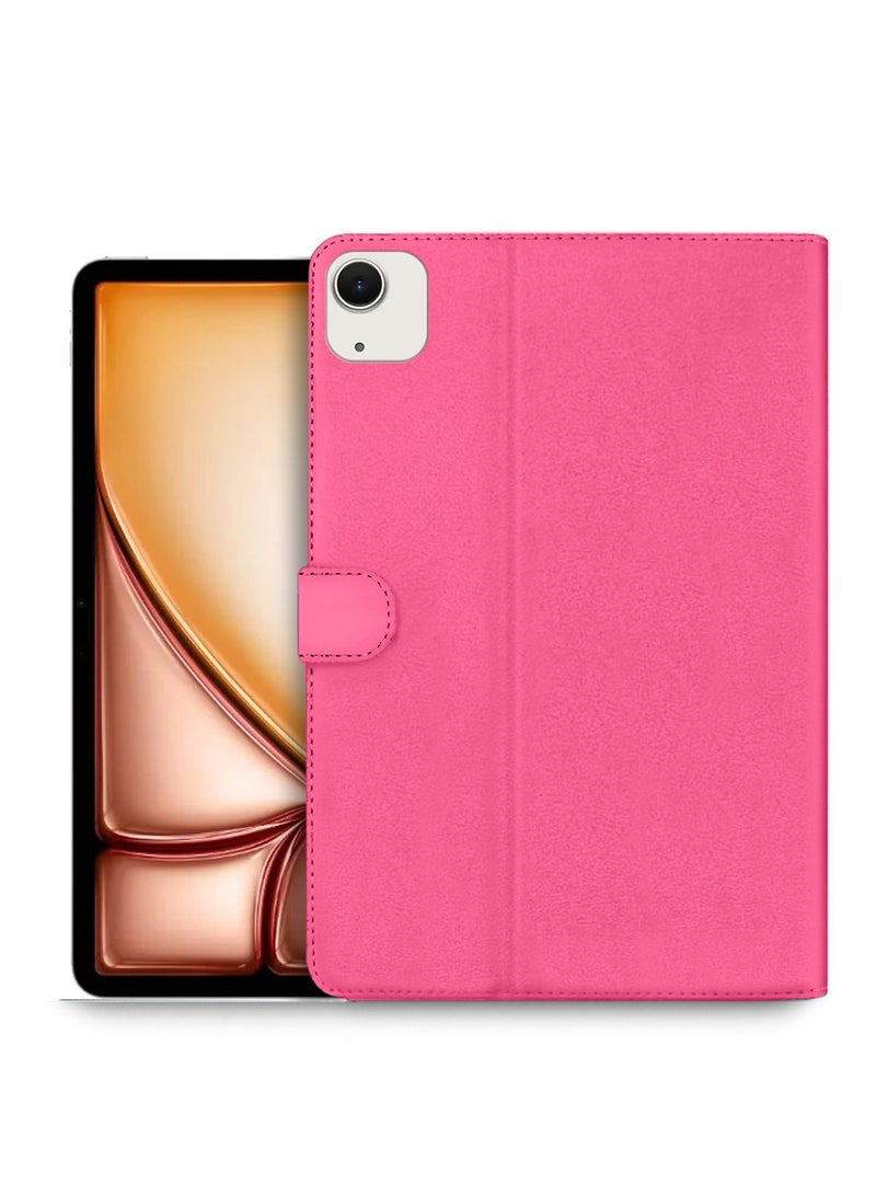 OMAKER Apple iPad Air 2025 (7th Generation) M3 13 inch PU Leather Magnetic Closure Flip Case Cover - Pink - Image 1