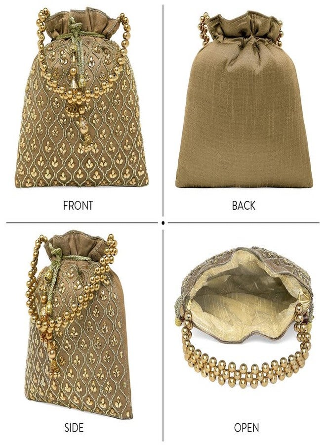 Aheli Potli Bags Gift for Women Evening Bag Clutch Ethnic Bride Purse with Drawstring - Image 4