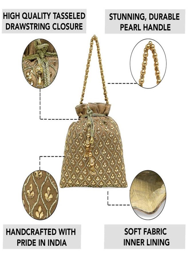 Aheli Potli Bags Gift for Women Evening Bag Clutch Ethnic Bride Purse with Drawstring - Image 3