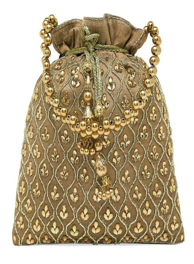 Aheli Potli Bags Gift for Women Evening Bag Clutch Ethnic Bride Purse with Drawstring - Image 1