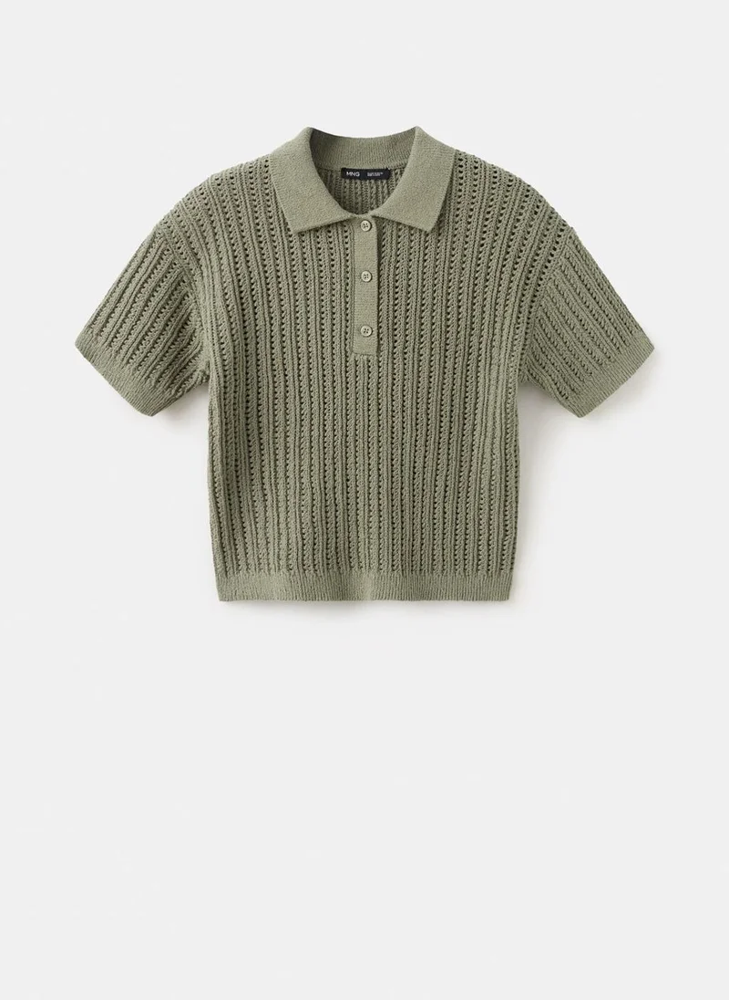 MANGO  Openwork knitted polo-neck sweater for Women | Best Price UAE