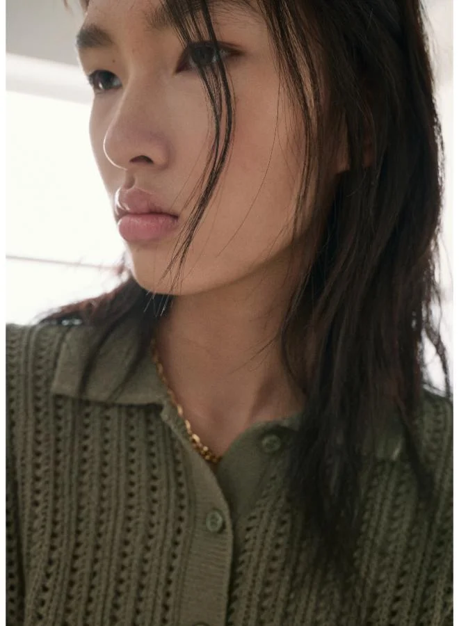 MANGO  Openwork knitted polo-neck sweater for Women | Best Price UAE