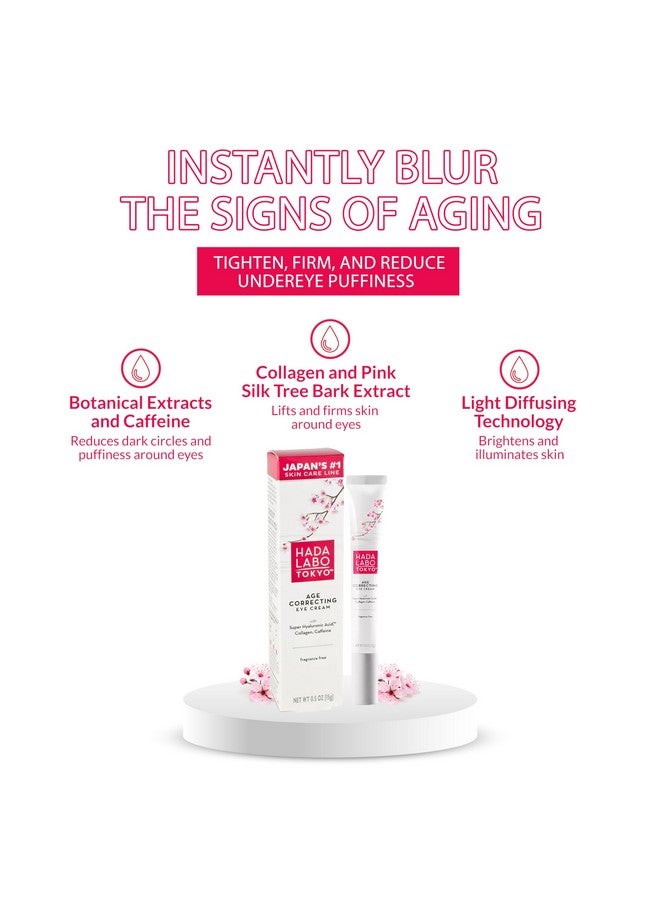Hada Labo Tokyo Hada Labo Tokyo Age Correcting Eye Cream, Anti-Aging Super Hyaluronic Acid, Collagen & Caffeine Reduce Wrinkles, Dark Circles & Under Eye Puffiness, Lift, Firm & Brighten Eyes, 0.5 oz - Image 3