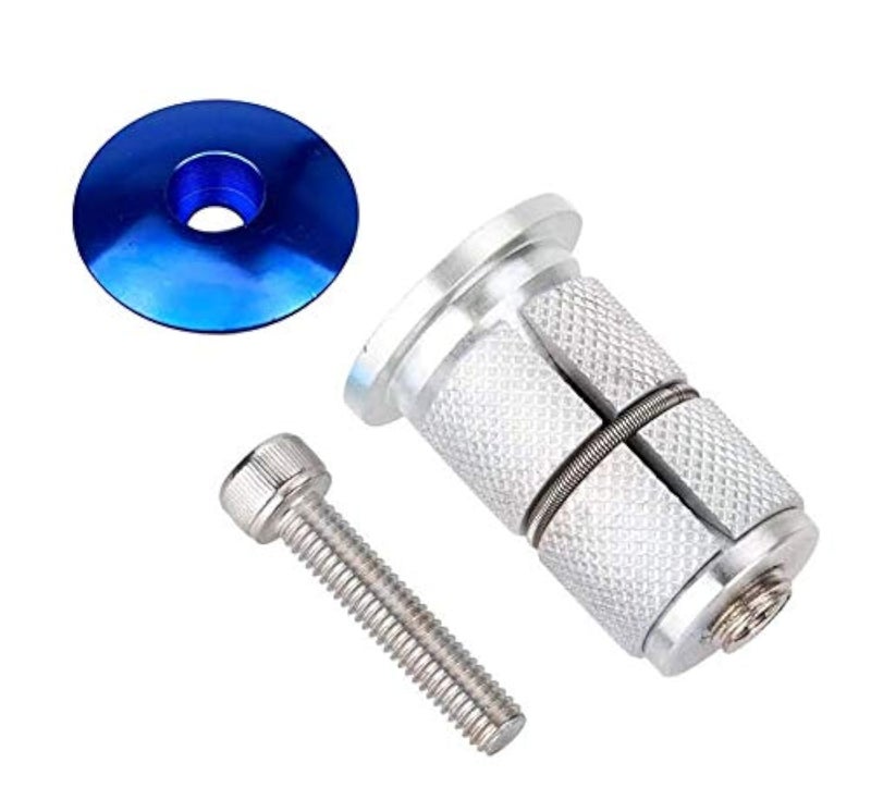Freefly Free-fly Bike Stem Headset Top Cap,Aluminum Alloy Bicycle Headset Top Cap Bike Fork Expander Bung Plug (Blue) - Image 1