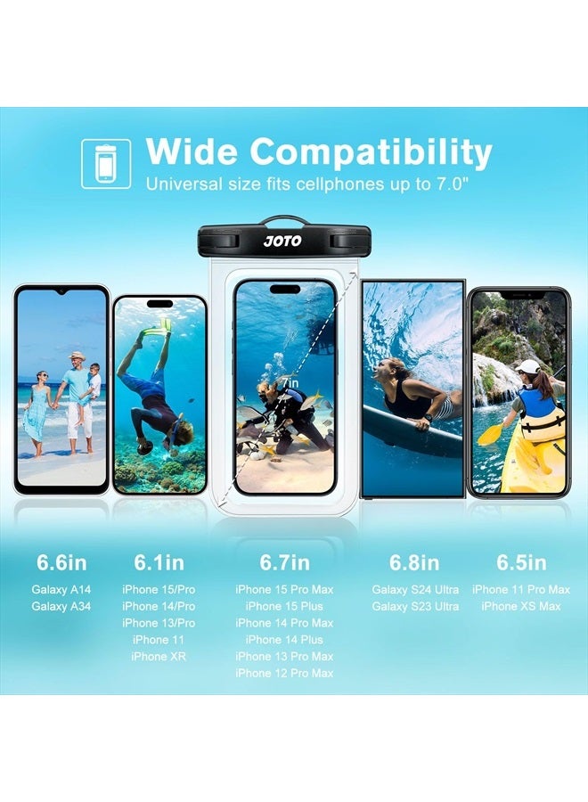 JOTO Universal Waterproof Phone Pouch Cellphone Dry Bag Case Cruise Beach Essentials for iPhone 15 14 13 12 11 Pro Max 8 7, Galaxy S23 S22 S21, Pixel up to 7" -Clear - Image 3