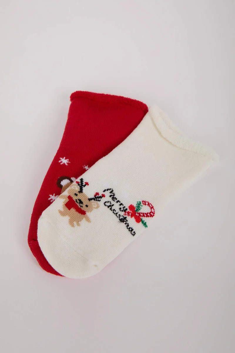 ديفاكتو Baby Girl Christmas Themed Seamless 2 Piece Cotton Long Socks