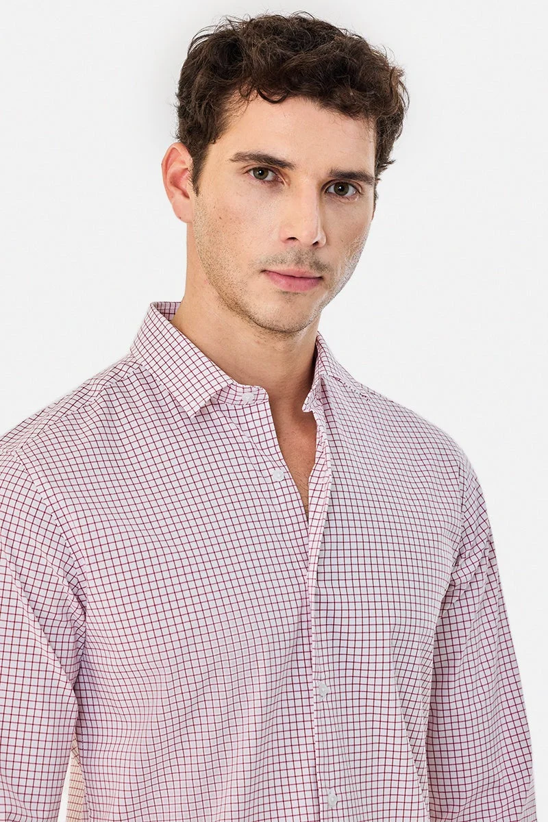 SNITCH Slim Fit Stretch Micro Checks Shirt