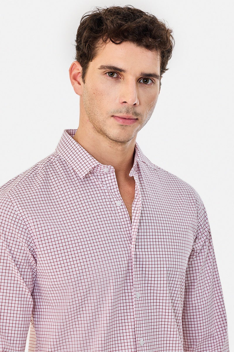 SNITCH Slim Fit Stretch Micro Checks Shirt - Image 1