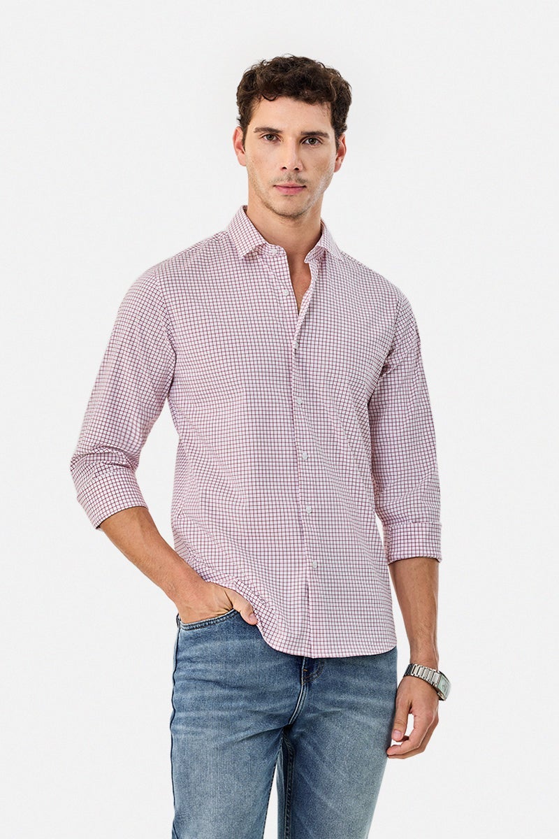 SNITCH Slim Fit Stretch Micro Checks Shirt - Image 3
