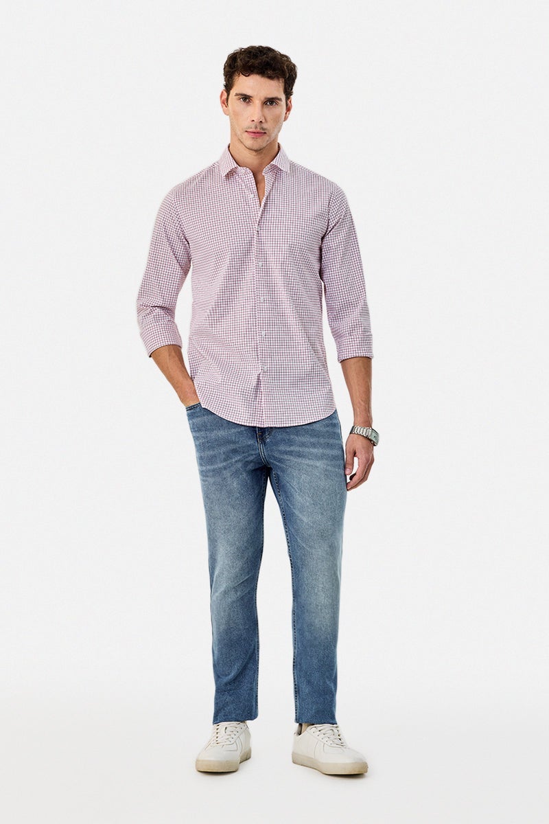 SNITCH Slim Fit Stretch Micro Checks Shirt - Image 2