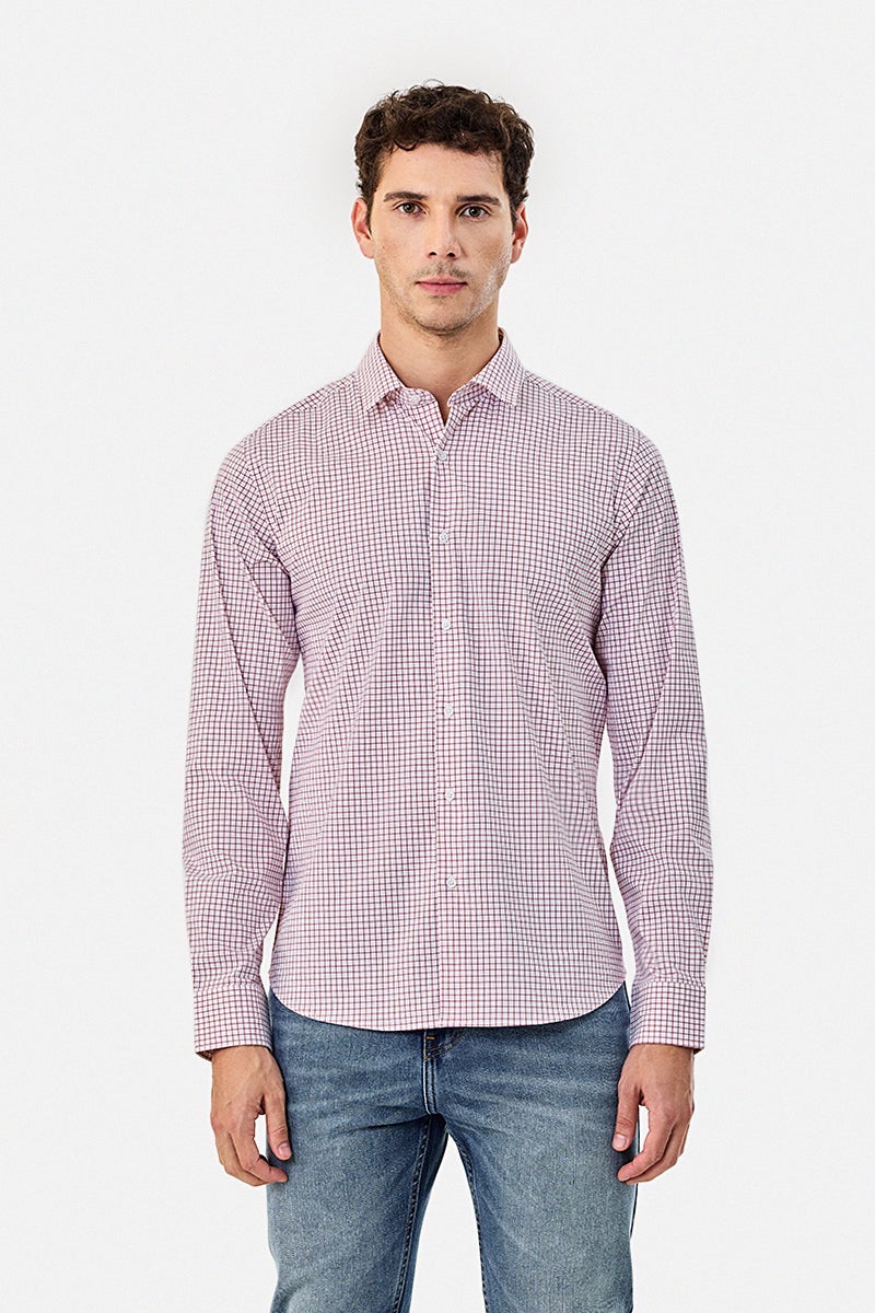 SNITCH Slim Fit Stretch Micro Checks Shirt - Image 4
