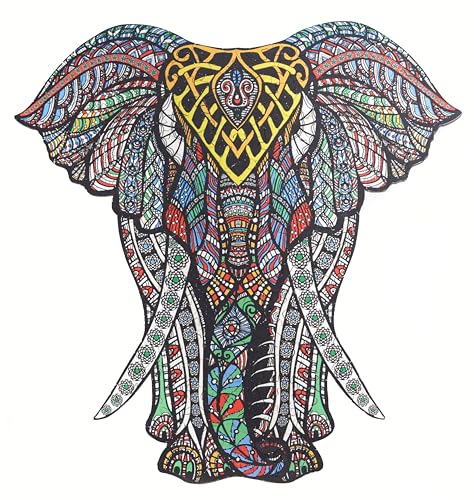 HARTMAZE Wooden Jigsaw Puzzles Decorative Elephant HM06 Small Size Puzzle 171 Unique Shape Jigsaw PiecesBeautiful Animal for Adults and 9 Years Age up Teens Best for Family Game Play Collection - Image 1