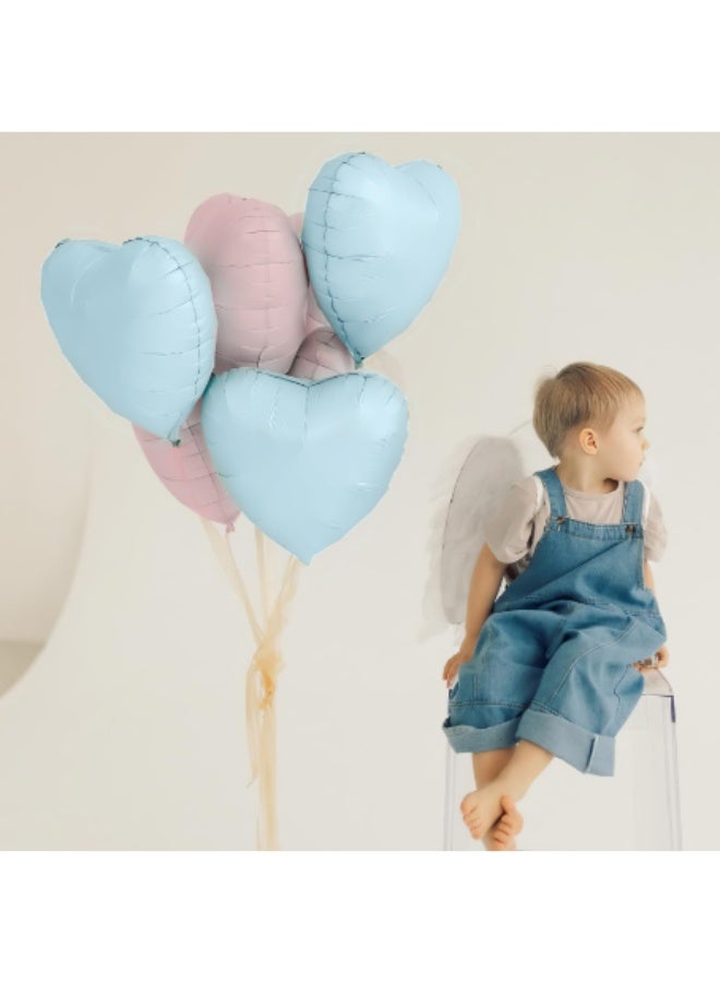 12pcs Blue & Pink Heart-Shaped Foil Balloons – 18 Inch Balloons for Birthday, Wedding, Party & Celebration Decorations - Image 2