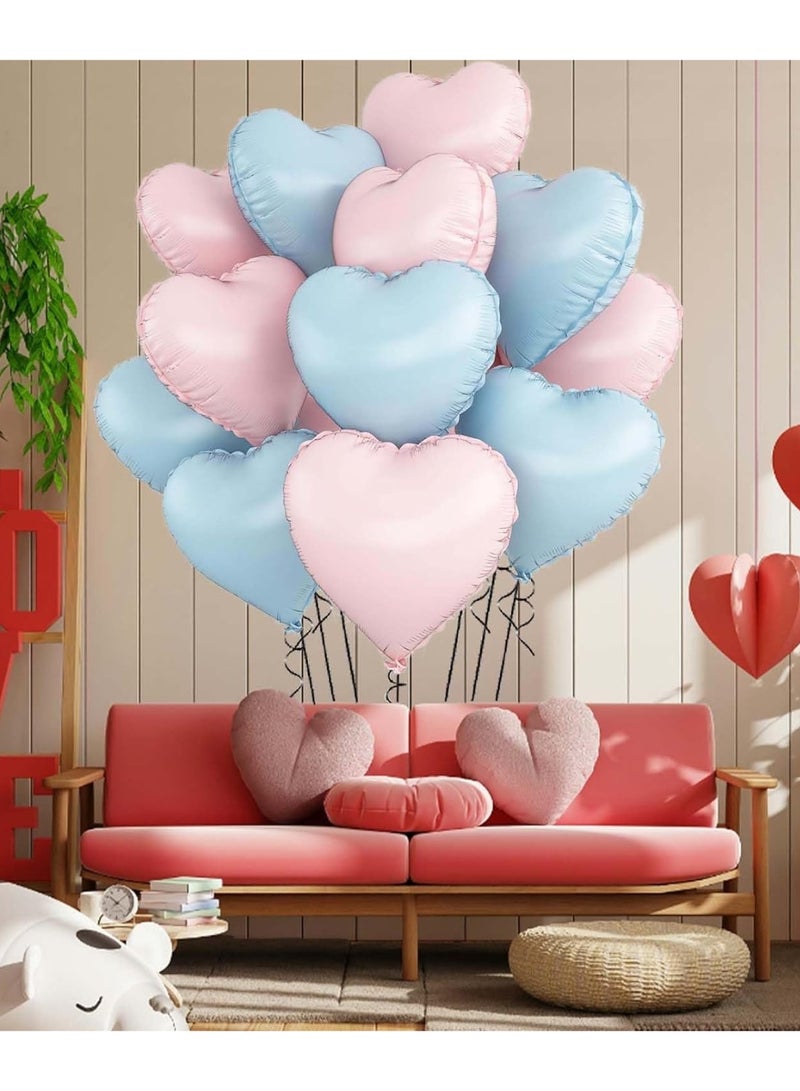 12pcs Blue & Pink Heart-Shaped Foil Balloons – 18 Inch Balloons for Birthday, Wedding, Party & Celebration Decorations - Image 3