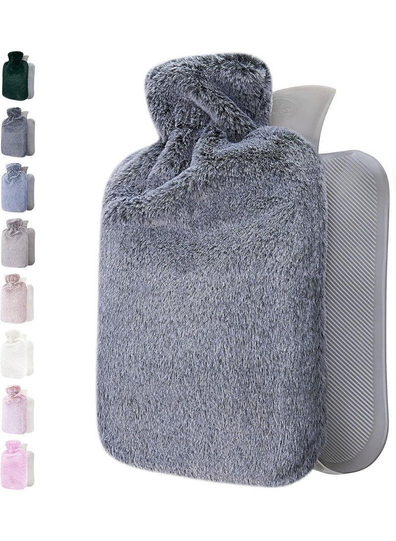 Hot water bottle with a soft fur cover, large capacity thermal bag for relaxation, body warmth, and comfortable daily use. - Image 1
