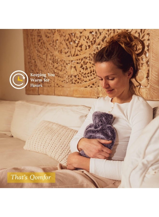 Hot water bottle with a soft fur cover, large capacity thermal bag for relaxation, body warmth, and comfortable daily use. - Image 2