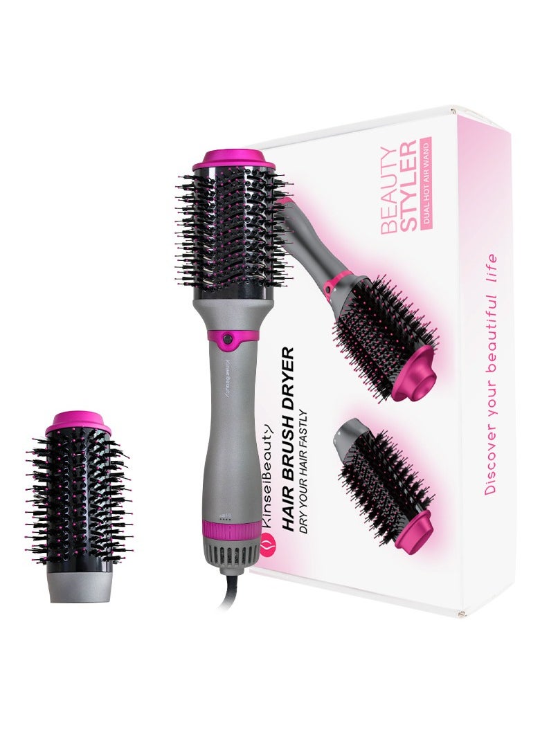KinseiBeauty 5-in-1 Rotating Hair Dryer Brush – Hot Air  Brush Set with 2 Interchangeable Brushes, Ionic Blow Dryer & Volumizer for Curling, Straightening & Styling  - Image 1