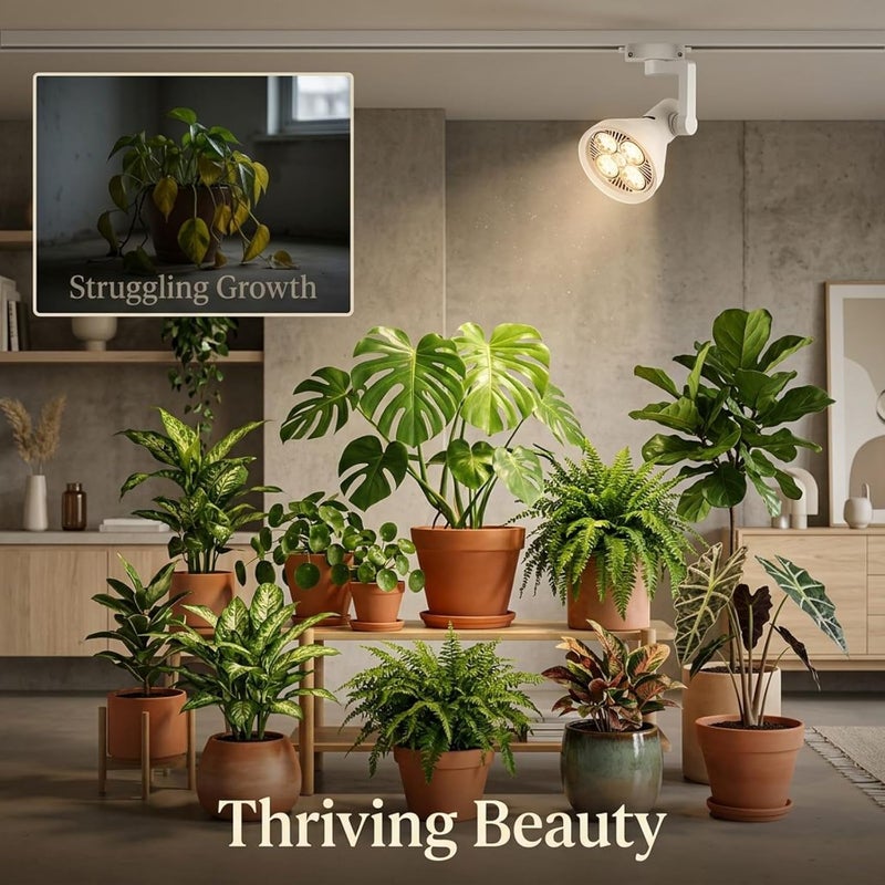 Track Spotlight, 2 Pcs 55W LED Grow Lights, 3000K Warm Full Spectrum, Horn Style, Aluminum Alloy, for Indoor Plants Flower - Image 3
