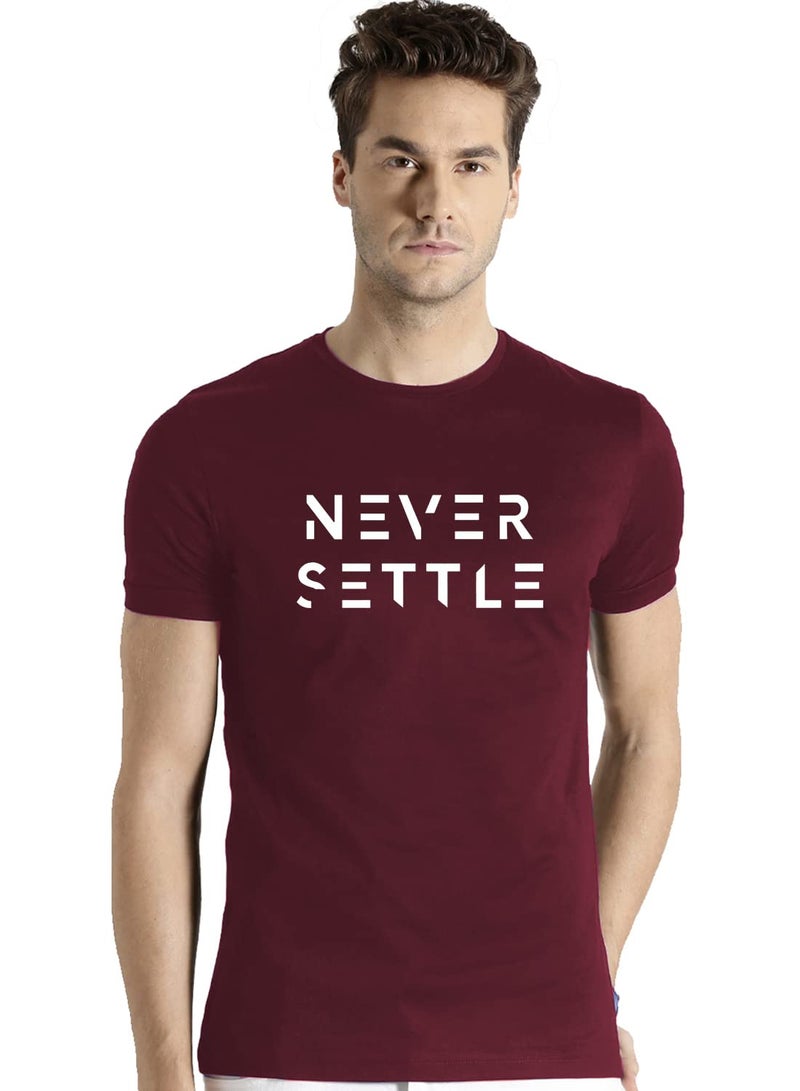 ADRO Mens Never Settle Cotton T-Shirt (RN22-03-SET-MR_Maroon_M) - Image 2