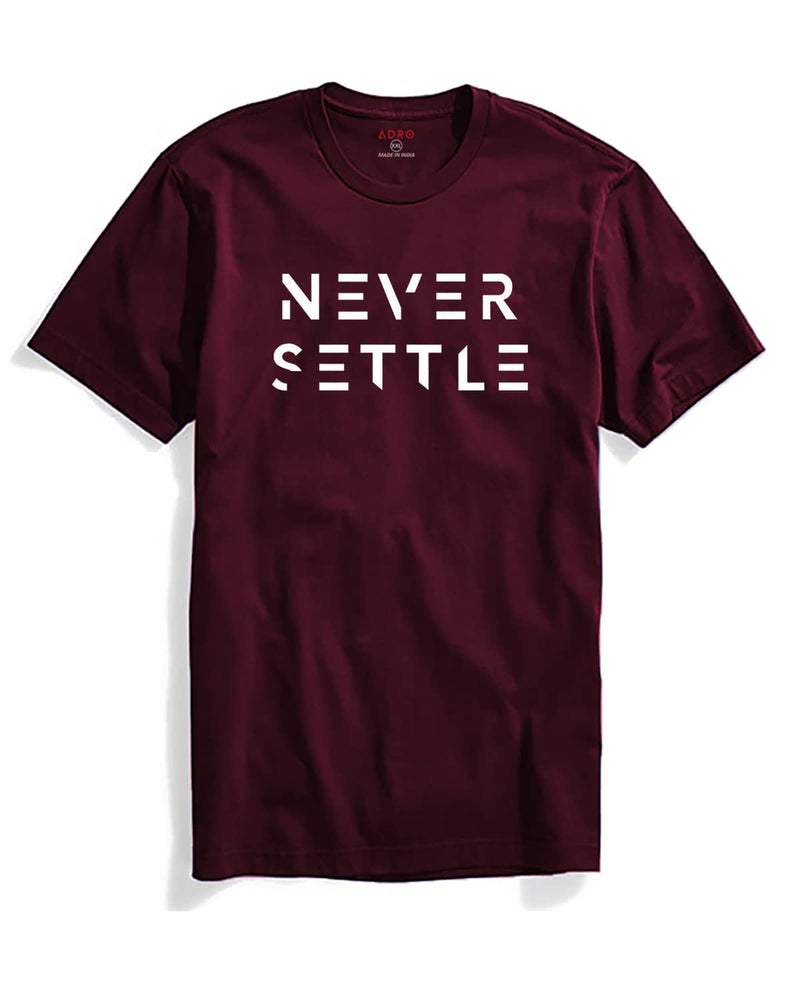 ADRO Mens Never Settle Cotton T-Shirt (RN22-03-SET-MR_Maroon_M) - Image 1