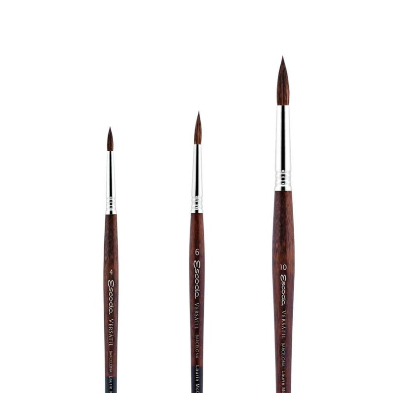 Escoda Signature Series Artist Watercolor Brush Set, Laurin Mccracken Set #1, Versatil Synthetic Kolinsky, Size (Round) 4, 6, 10 - Image 4