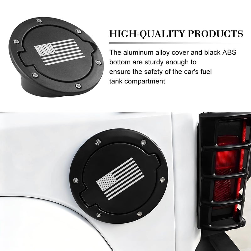 FALVFUN American Flag Car Fuel Filler Door Gas Tank Cap, Heavy Duty Vehicle Fuel Filler Tank Door Cover, Automotive Exterior Protection Accessories, Compatible with Wrangler JK 2/4 Door - Image 4