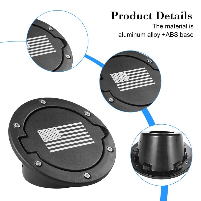 FALVFUN American Flag Car Fuel Filler Door Gas Tank Cap, Heavy Duty Vehicle Fuel Filler Tank Door Cover, Automotive Exterior Protection Accessories, Compatible with Wrangler JK 2/4 Door - Image 3