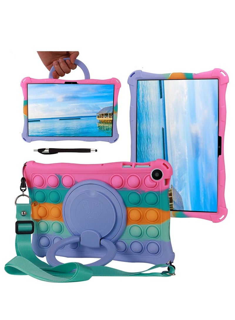 Case Compatible with Huawei Matepad SE 10.4 inch 2023 Kids Soft Silicon 360 Rotating Ring Stand Cover with Should Strap and Pen  - Image 1