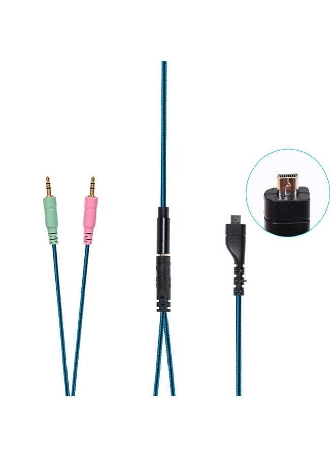 general ZS0158 Straight Plug + Adapter Cable Gaming Headset Audio Cable for SteelSeries Arctis 3 / 5 / 7 (Blue) - Image 3