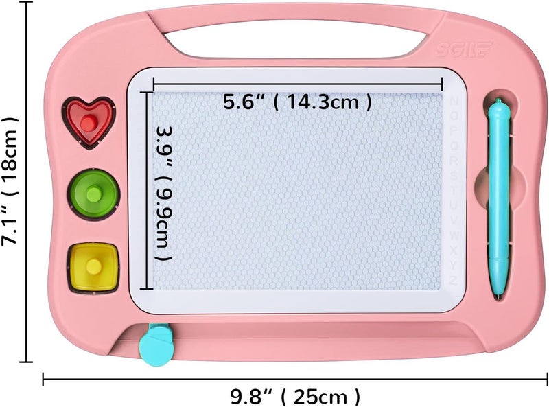 SGILE Magnetic Drawing Board for Kids, Colorful Erasable Doodle Board with Magnet Pen, Painting Sketch Pad with Three Stamps, Travel Toy, Birthday Gift, Educational Learning Toy for Toddlers, Pink - Image 2