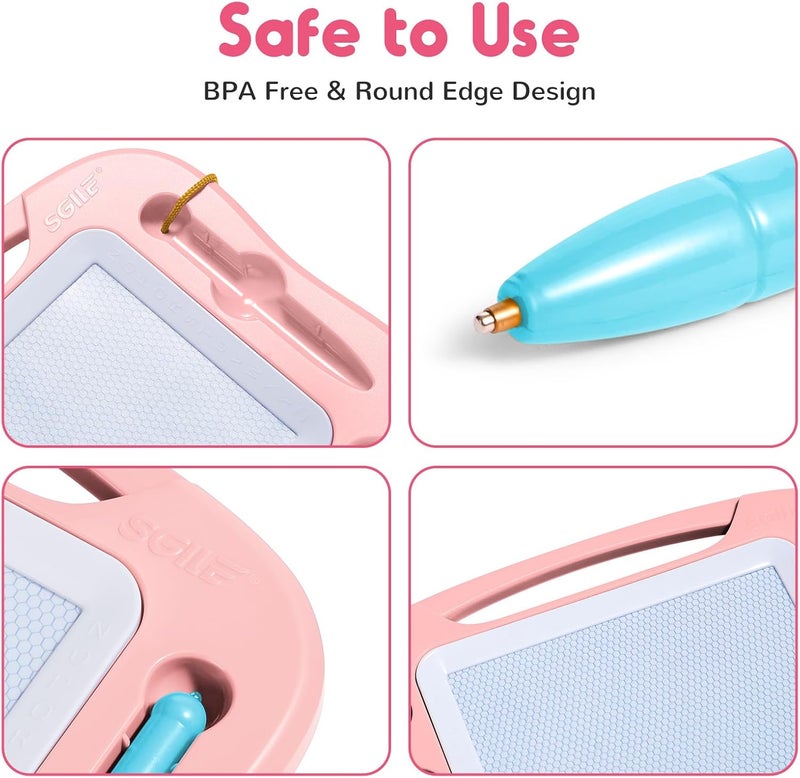 SGILE Magnetic Drawing Board for Kids, Colorful Erasable Doodle Board with Magnet Pen, Painting Sketch Pad with Three Stamps, Travel Toy, Birthday Gift, Educational Learning Toy for Toddlers, Pink - Image 4