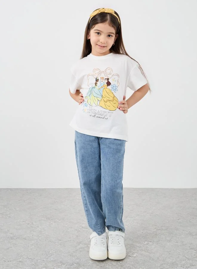ستايلي Styli Graphic Print Oversized Round Neck T-Shirt