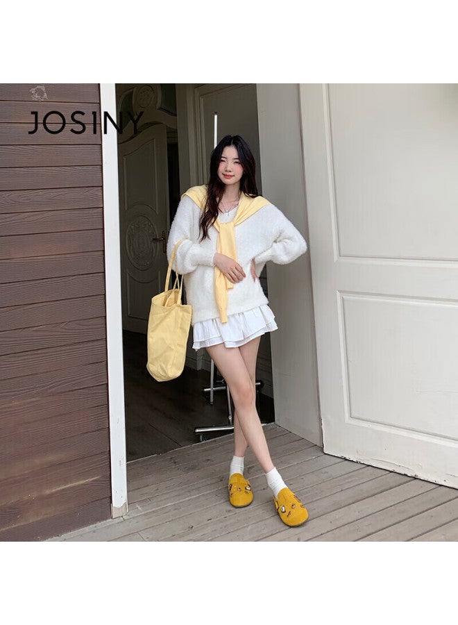 Josiny Full-coverage Birkenstock Shoes,  Spring New Brown Retro Slip-on Flat Leather Shoes, Soft-soled Loafers, Yellow, Size 37 - Image 3