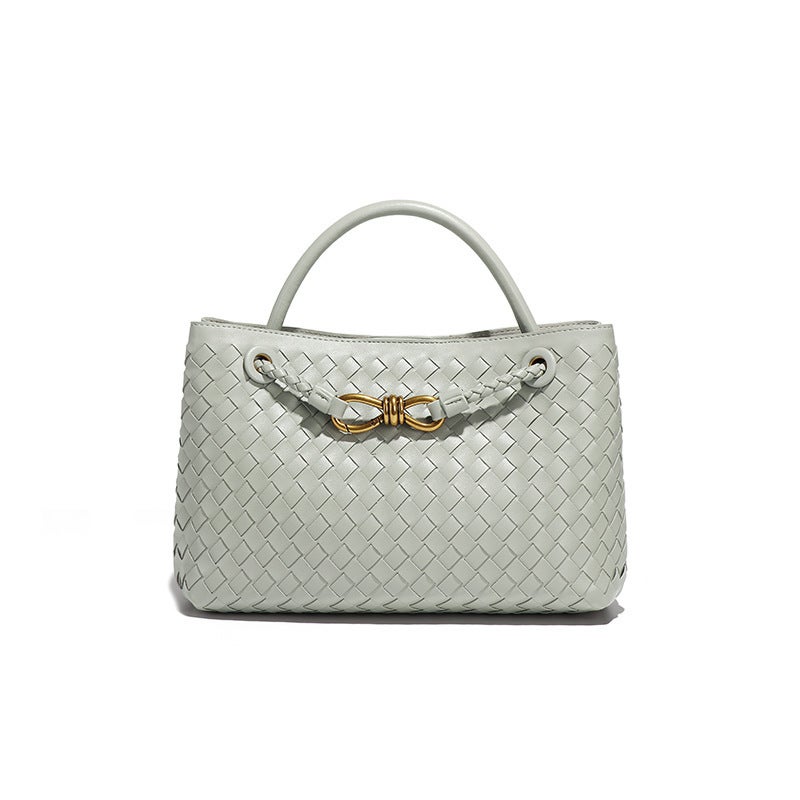 2025 Genuine Leather Woven Bag Handbag Shoulder Crossbody Bag Woven Horizontal Handbag Large Capacity Cowhide Women'S Bag Versatile - Image 1