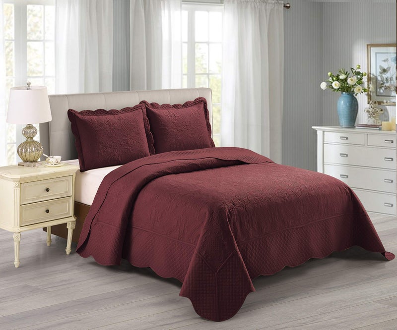 Home Collection Home Collection 3 Piece Over Size Embossed Solid Color Coverlet Bedspread New  Veronica Taupe KingCalifornia King 