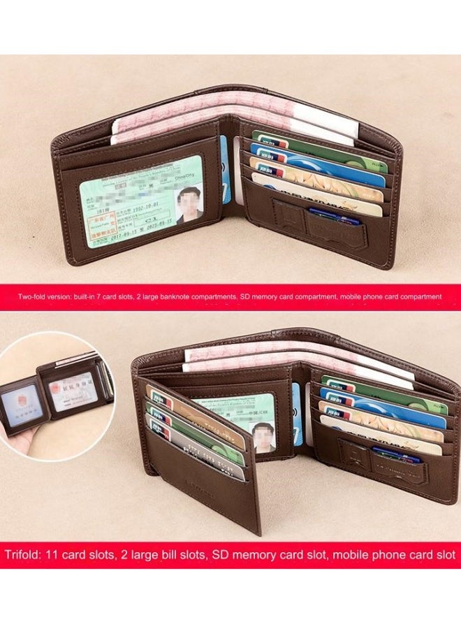 banyanu Wallet Men's Horizontal Genuine Leather Ultra-Thin New Style Wallet Cowhide Khaki - Image 4