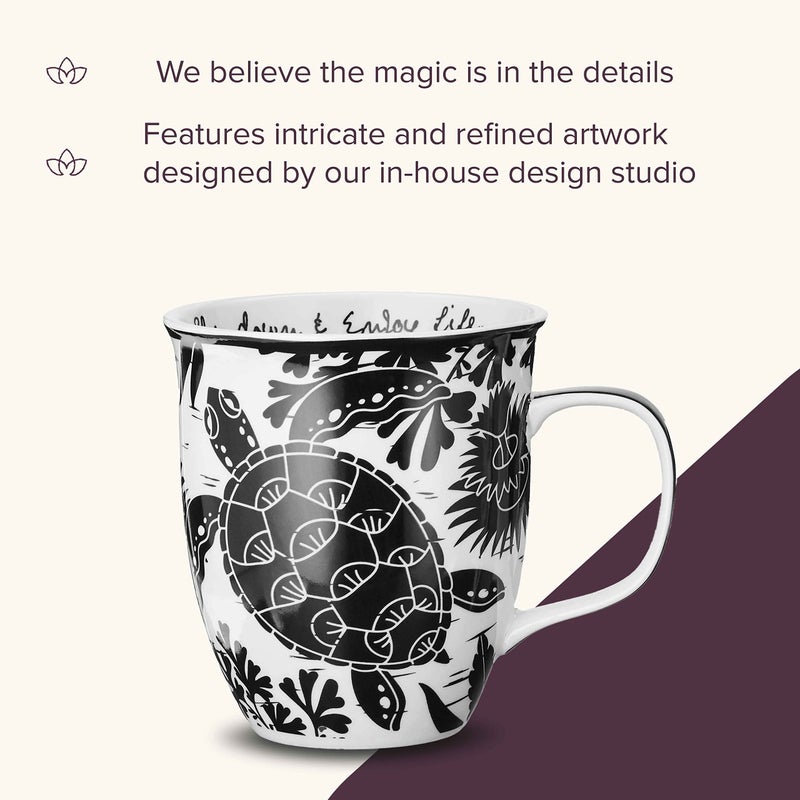 Karma Gifts 16 oz Black and White Boho Mug Sea Turtle - Cute Coffee and Tea Mug - Ceramic Coffee Mugs for Women and Men, 1 Count (Pack of 1) - Image 4