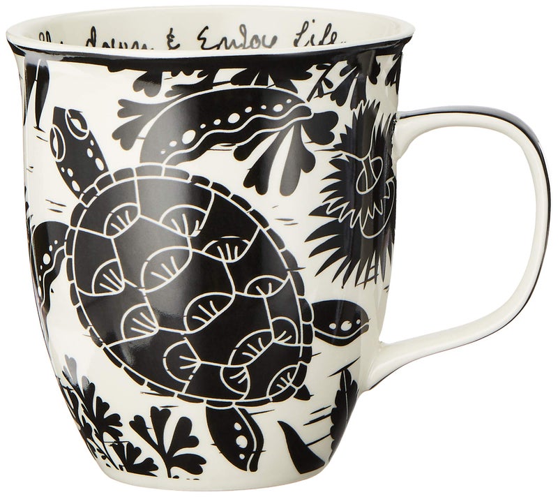 Karma Gifts 16 oz Black and White Boho Mug Sea Turtle - Cute Coffee and Tea Mug - Ceramic Coffee Mugs for Women and Men, 1 Count (Pack of 1) - Image 1