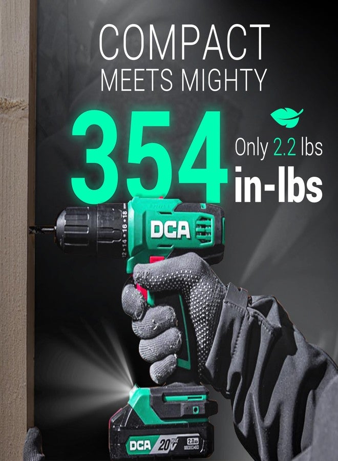 DCA 20V Cordless Hammer Drill Set, 354 In-lbs Torque, 1/2" Keyless Chuck, 22500 IPM, 2 Variable Speeds, 18+1+1 Position, Power Impact drill with 14 Drill/Driver Bits for Brick, Metal, Wood ADJZ2035i13 - Image 2
