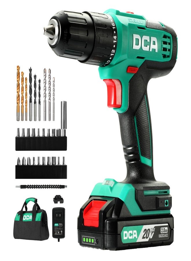 DCA 20V Cordless Hammer Drill Set, 354 In-lbs Torque, 1/2" Keyless Chuck, 22500 IPM, 2 Variable Speeds, 18+1+1 Position, Power Impact drill with 14 Drill/Driver Bits for Brick, Metal, Wood ADJZ2035i13 - Image 1
