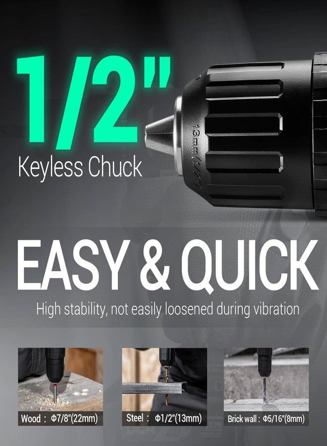 DCA 20V Cordless Hammer Drill Set, 354 In-lbs Torque, 1/2" Keyless Chuck, 22500 IPM, 2 Variable Speeds, 18+1+1 Position, Power Impact drill with 14 Drill/Driver Bits for Brick, Metal, Wood ADJZ2035i13 - Image 5