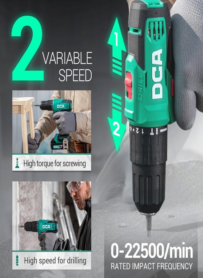 DCA 20V Cordless Hammer Drill Set, 354 In-lbs Torque, 1/2" Keyless Chuck, 22500 IPM, 2 Variable Speeds, 18+1+1 Position, Power Impact drill with 14 Drill/Driver Bits for Brick, Metal, Wood ADJZ2035i13 - Image 3