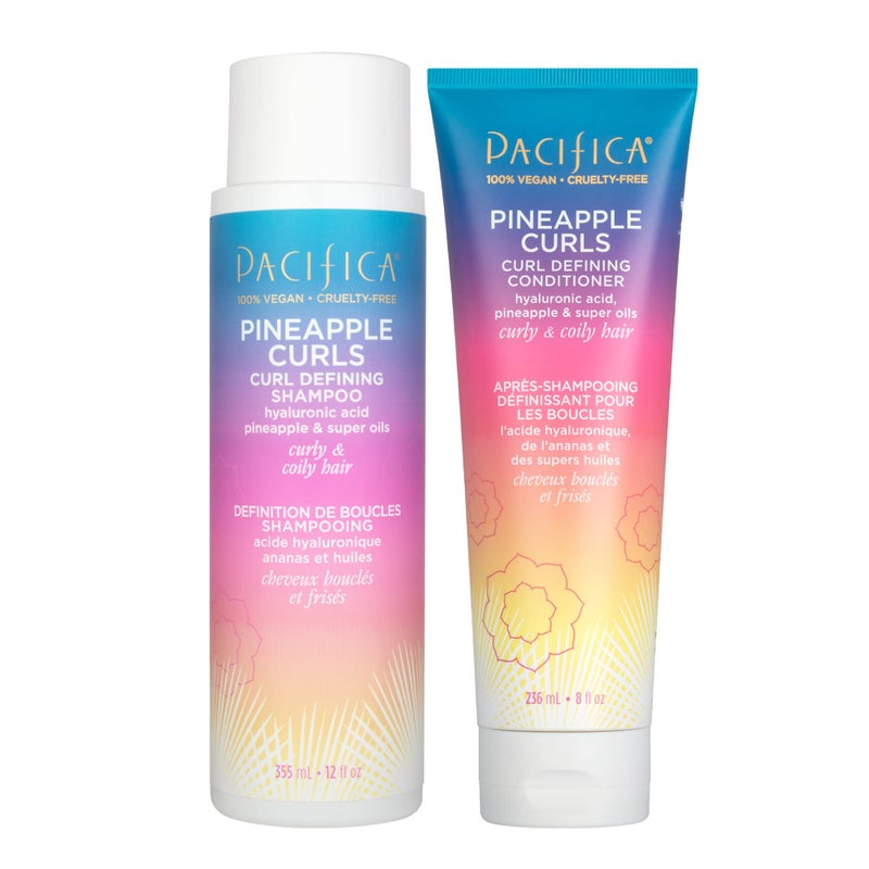 Pacifica Pineapple Curls Shampoo & Conditioner Set â€“ Curl Defining Hair Care for Curly & Coily Hair, Enhances Bounce & Reduces Frizz Sulfate Free Clean Beauty Vegan & Cruelty-Free Dermatologist Tested - Image 1