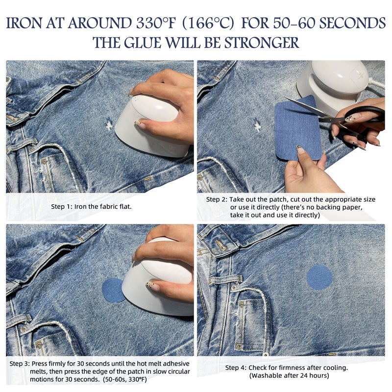 KING MOUNTAIN Iron-on Repair Patch 20 Pcs Pack,Denim Patches for Jeans Kit 3" by 4-1/4",100% Cotton Denim Iron-on Repair Patch, Jeans and Clothing Repair and Decoration Kit (Dark Blue) - Image 5