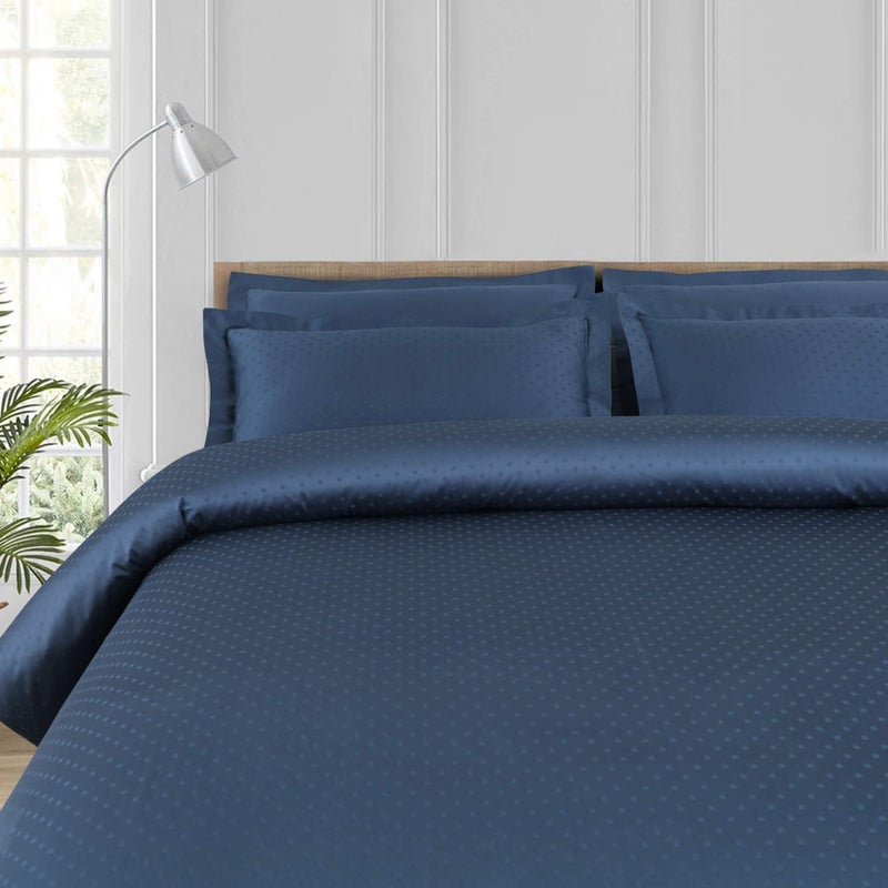 Malako Swiss Checks 550 TC 100% Cotton Jacquard Duvet Cover - Double Bed Size - Soft & Durable - 1 Piece Cover Only - 10 Elegant Colour Options (Blue) - Image 1