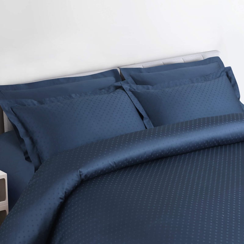 Malako Swiss Checks 550 TC 100% Cotton Jacquard Duvet Cover - Double Bed Size - Soft & Durable - 1 Piece Cover Only - 10 Elegant Colour Options (Blue) - Image 3