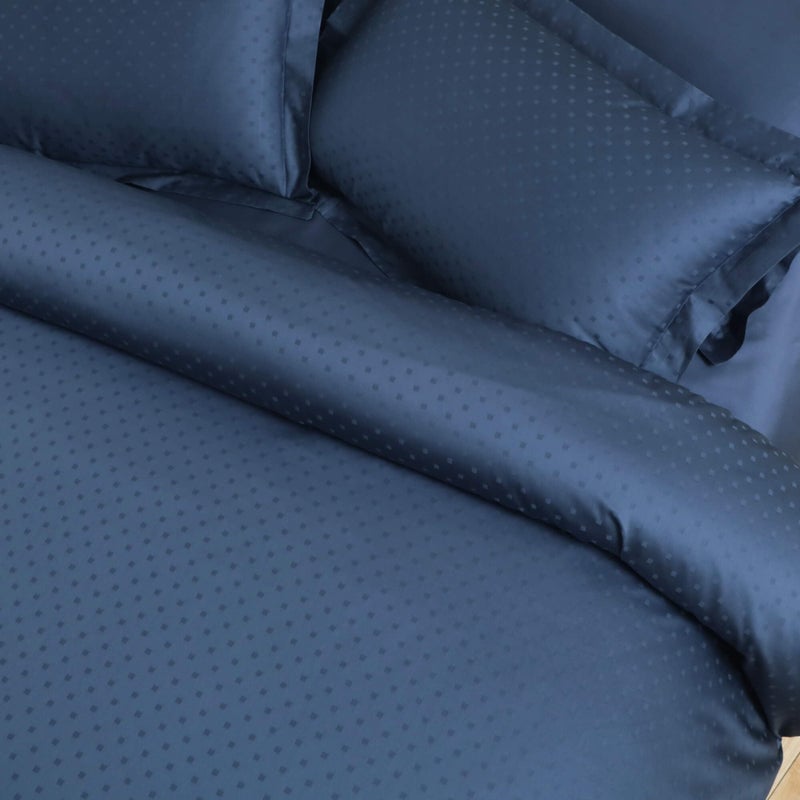 Malako Swiss Checks 550 TC 100% Cotton Jacquard Duvet Cover - Double Bed Size - Soft & Durable - 1 Piece Cover Only - 10 Elegant Colour Options (Blue) - Image 4