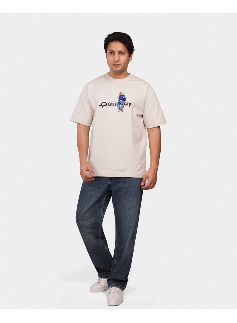 TORINESE "Pathway" Urban Illustration Sand Oversize Tee - Image 3