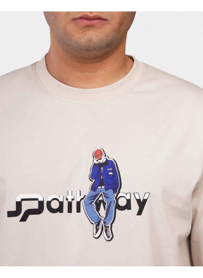 TORINESE "Pathway" Urban Illustration Sand Oversize Tee - Image 2
