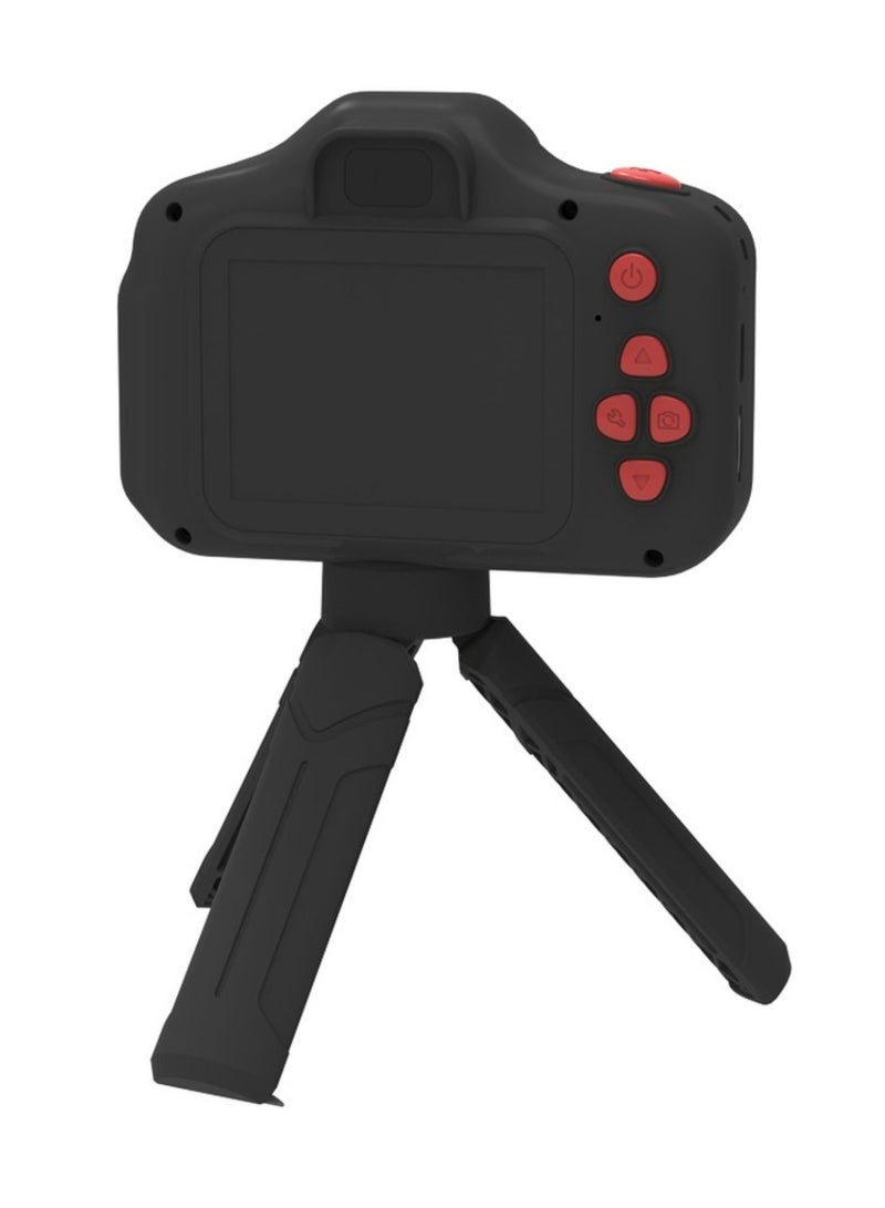 porodo Kids Focus Camera with Tripod Stand, 320 x 240 Screen Resolution, Up to 5 Hours Working Time, Built-in Games, Photo & Video Filters, Dual Lens Selfie Camera - Black  - Image 3